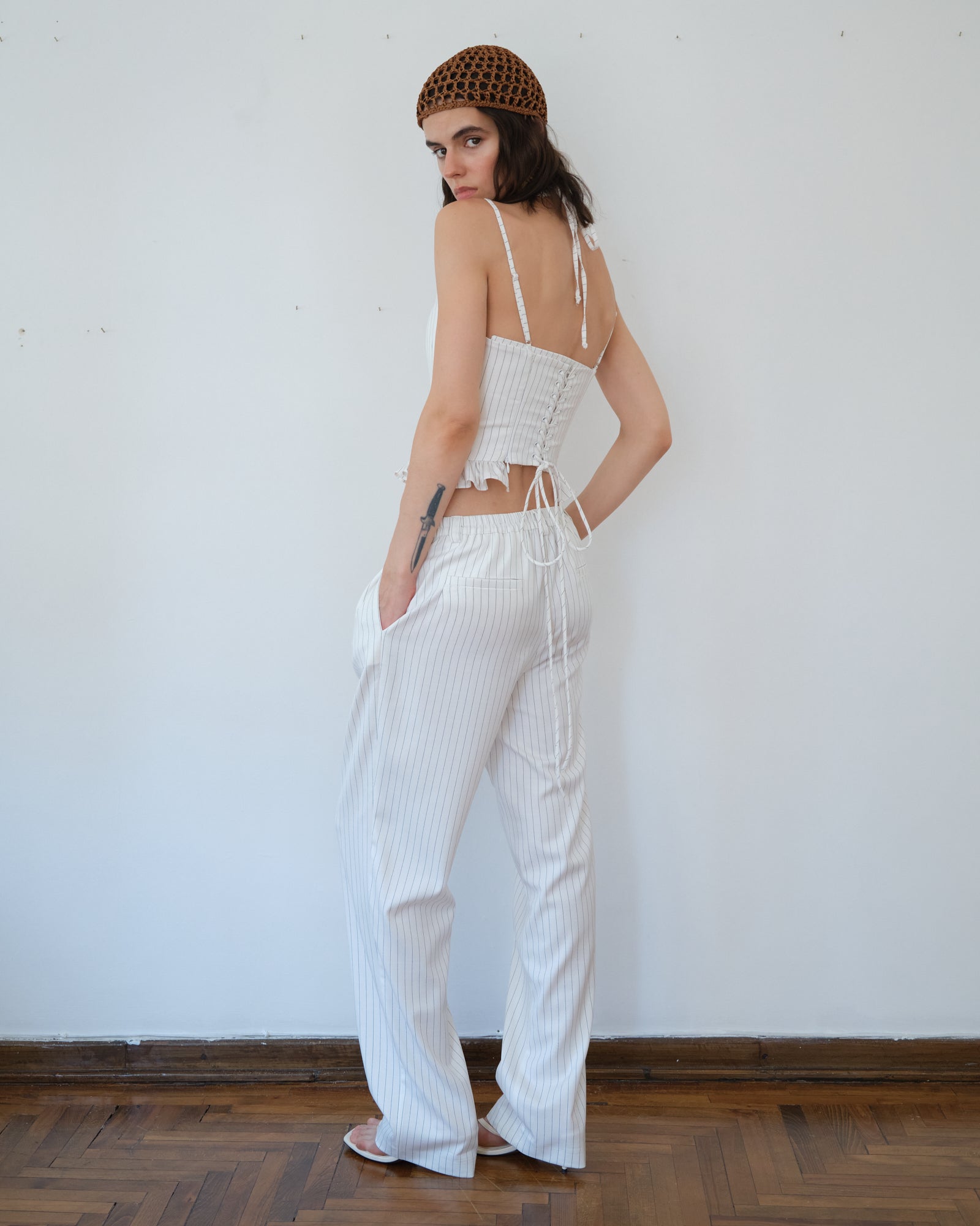 Rider Pants White Striped