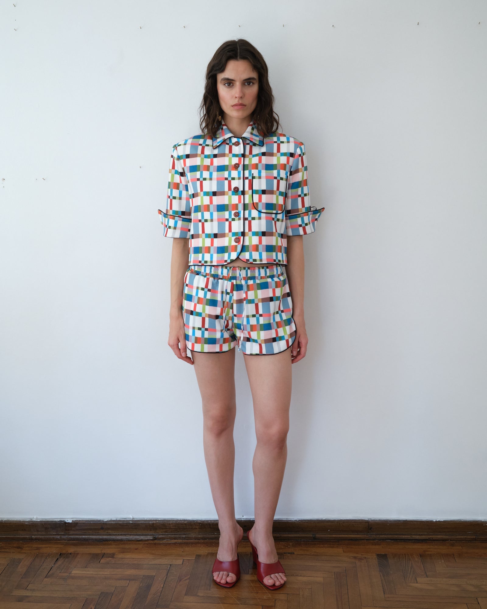 Mini Boxy Shorts Chess