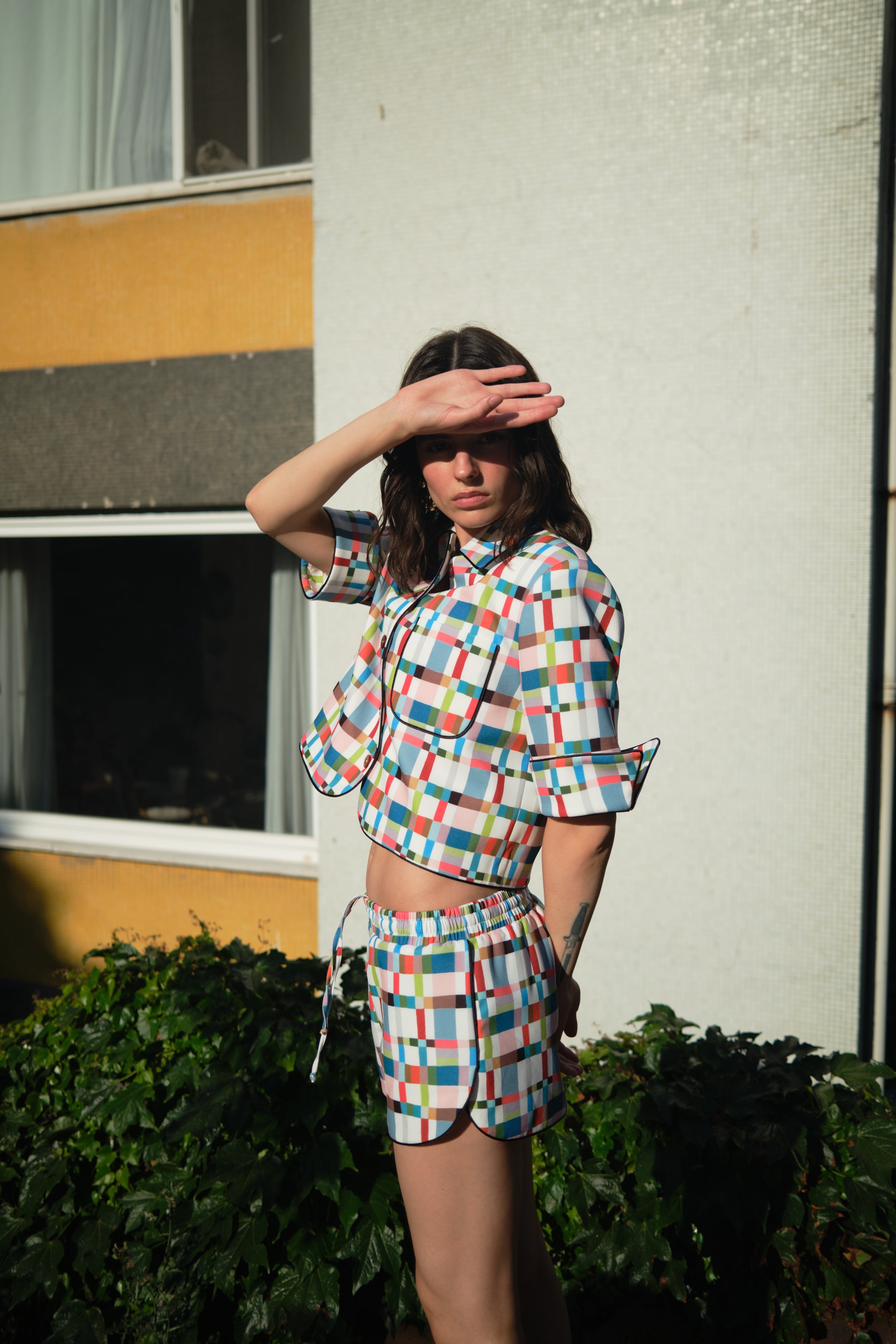 Mini Boxy Shorts Chess