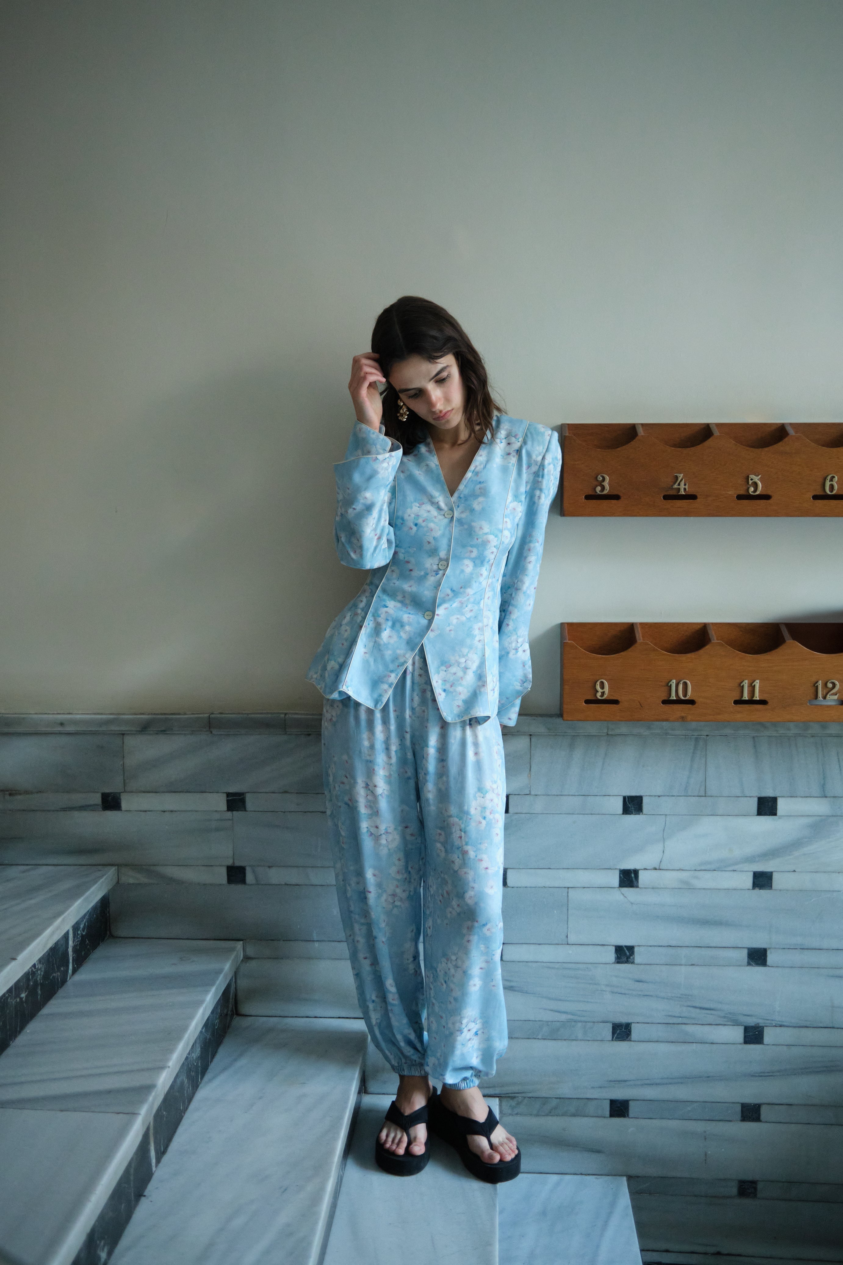 Day Pants Blue Floral