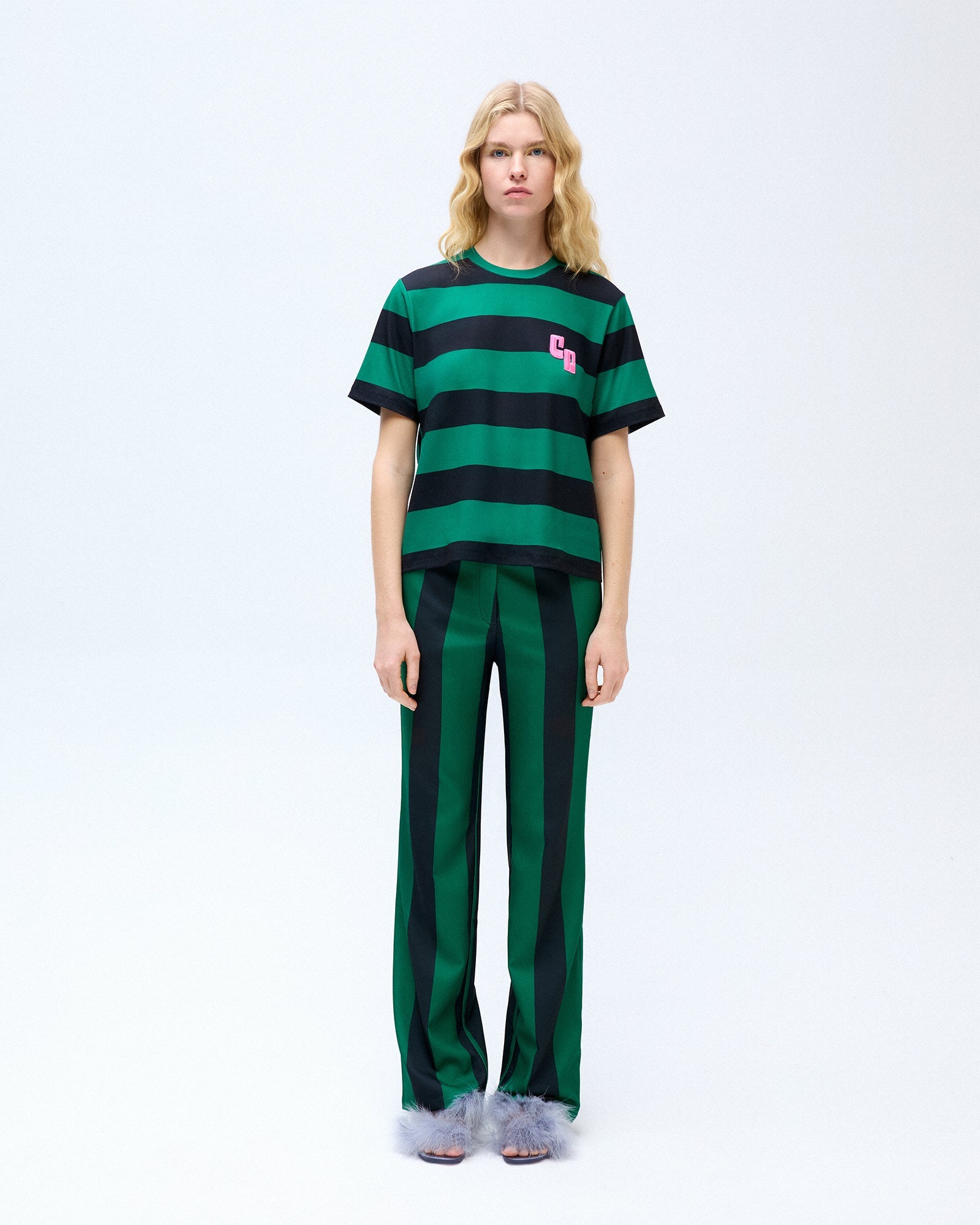 Logo T-Shirt Green Striped