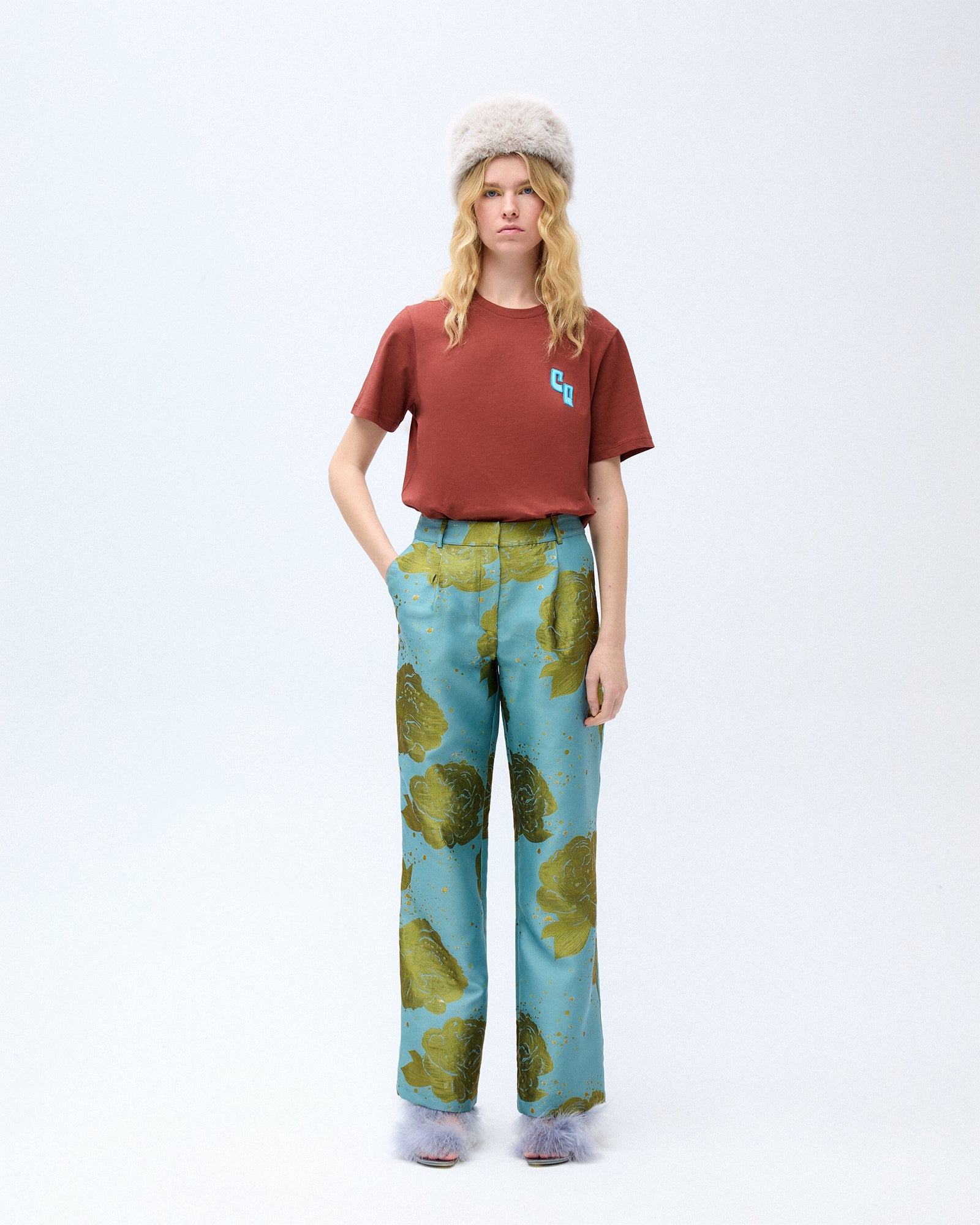 Blue Textured  Pants
