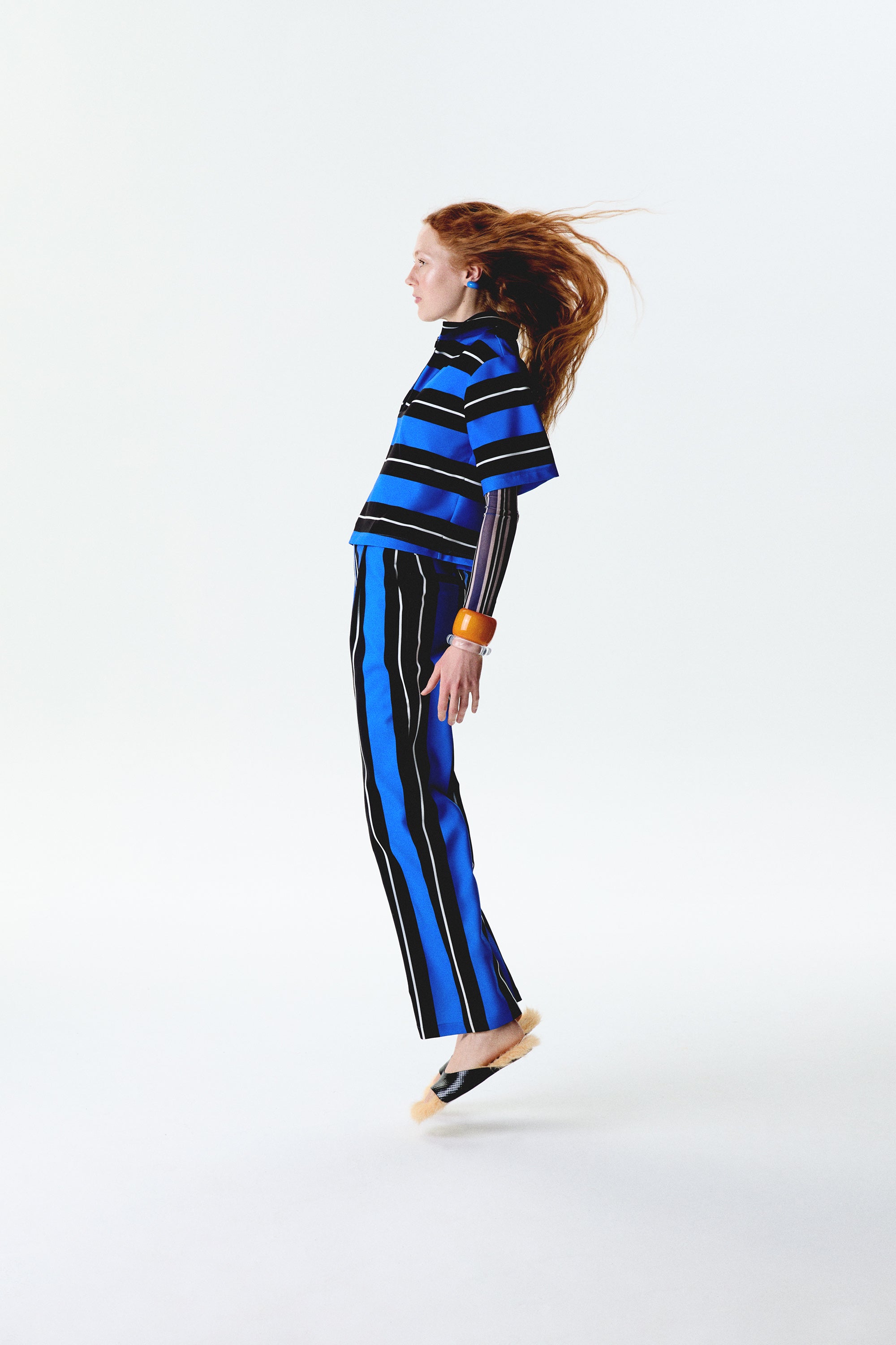 Navy Striped Pants