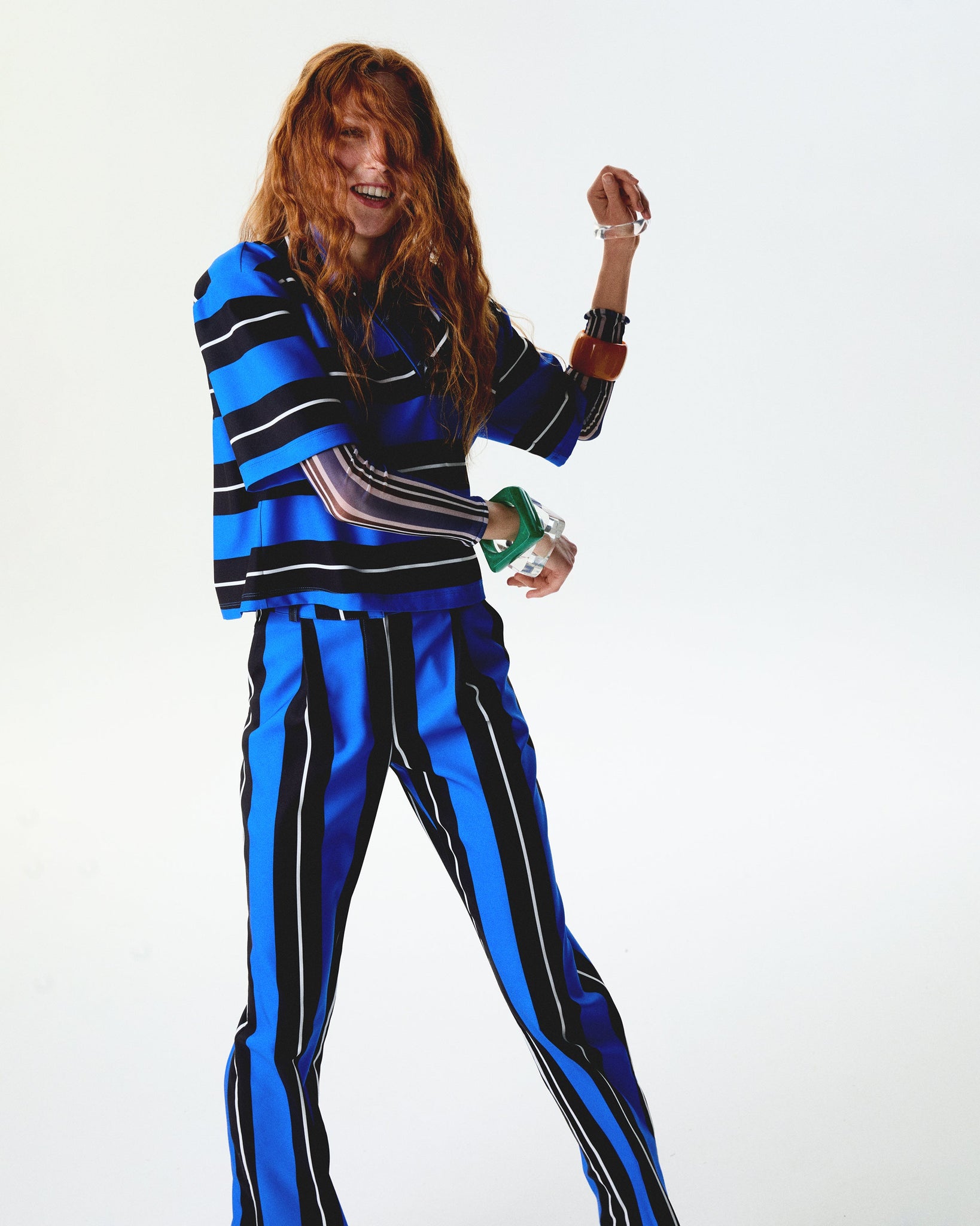 Navy Striped Pants