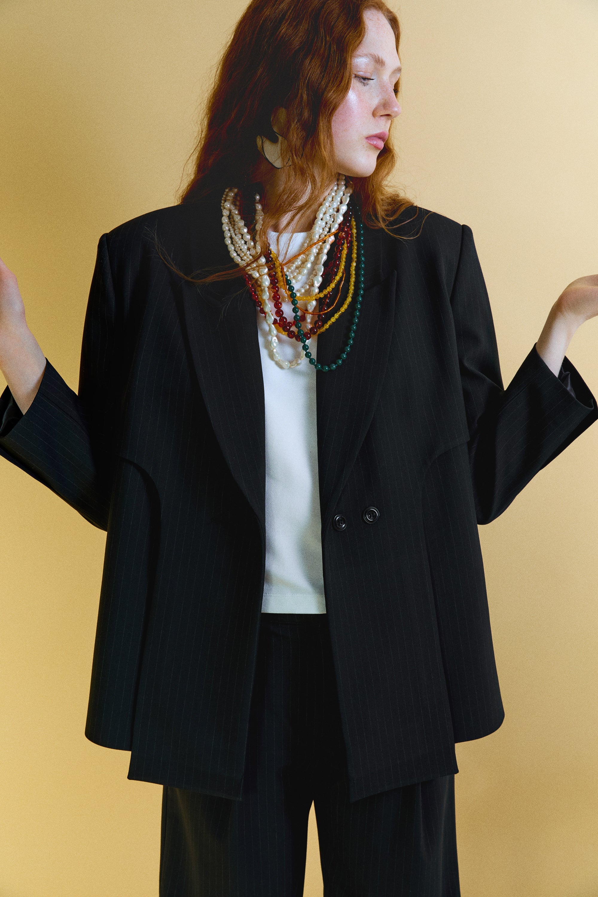 Black Striped Fou Blazer