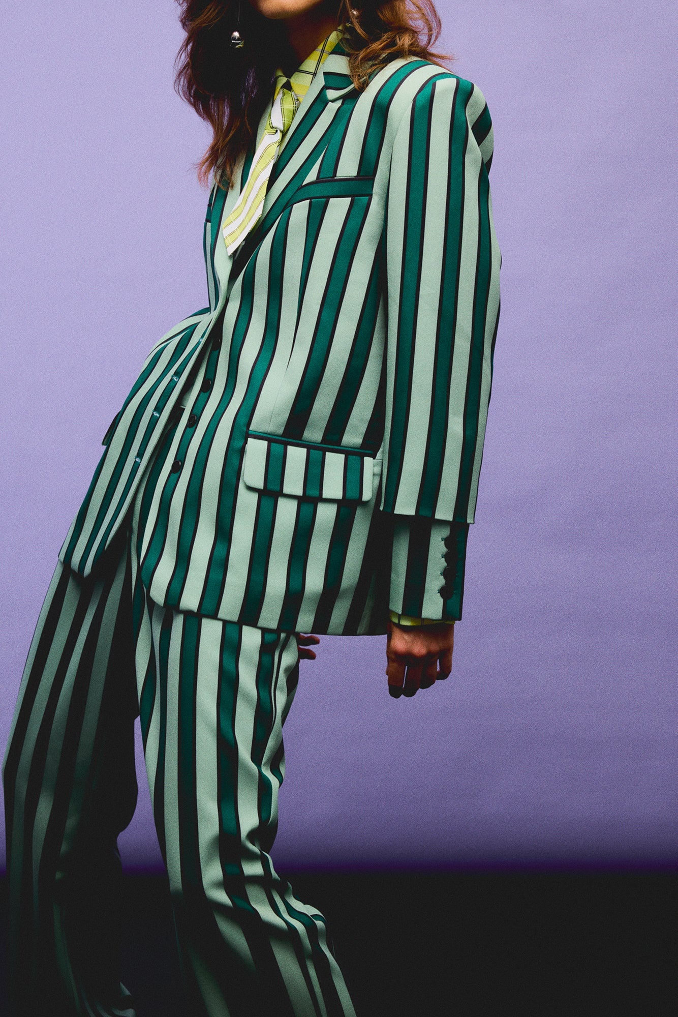 Green Striped It Blazer