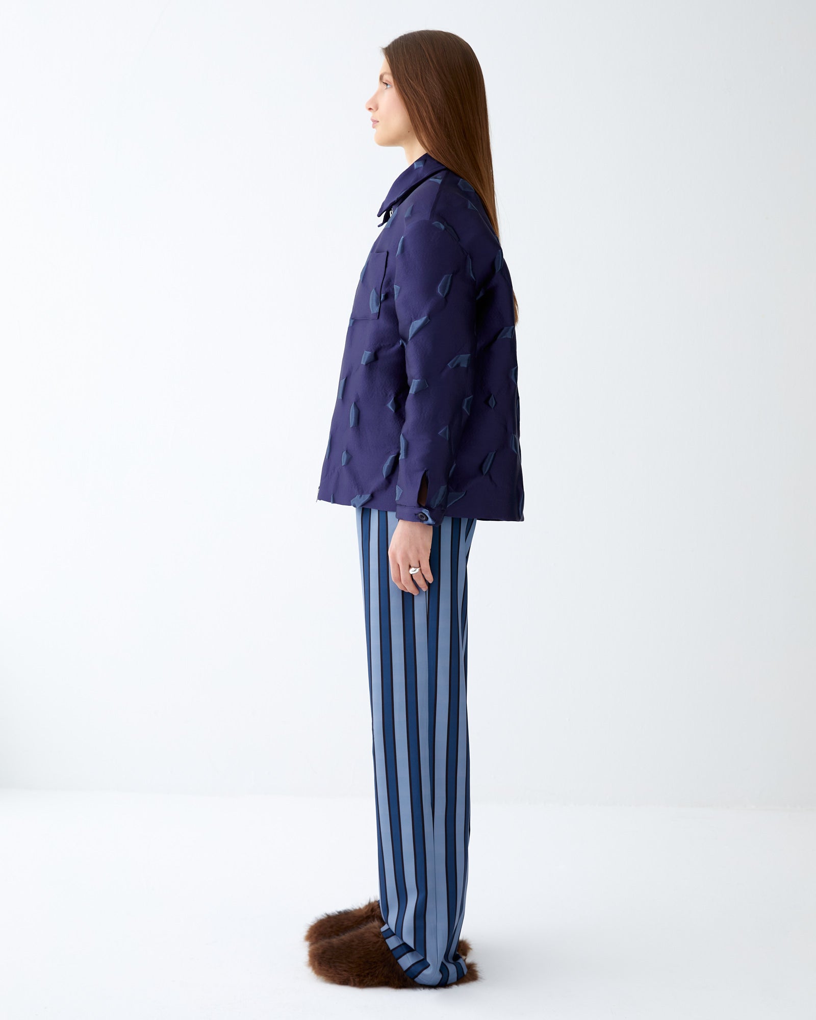 Purple Textured Puffer Jacket