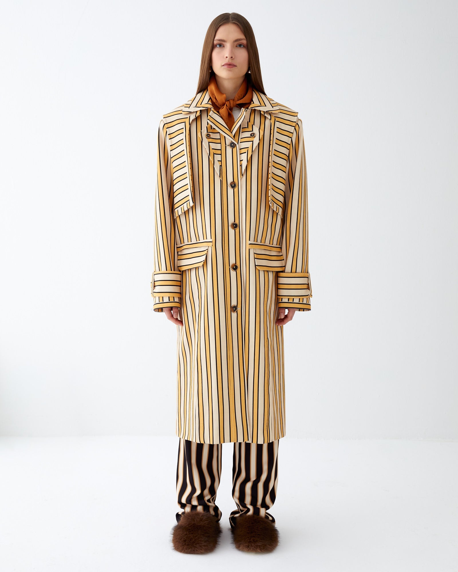Striped Trench Coat