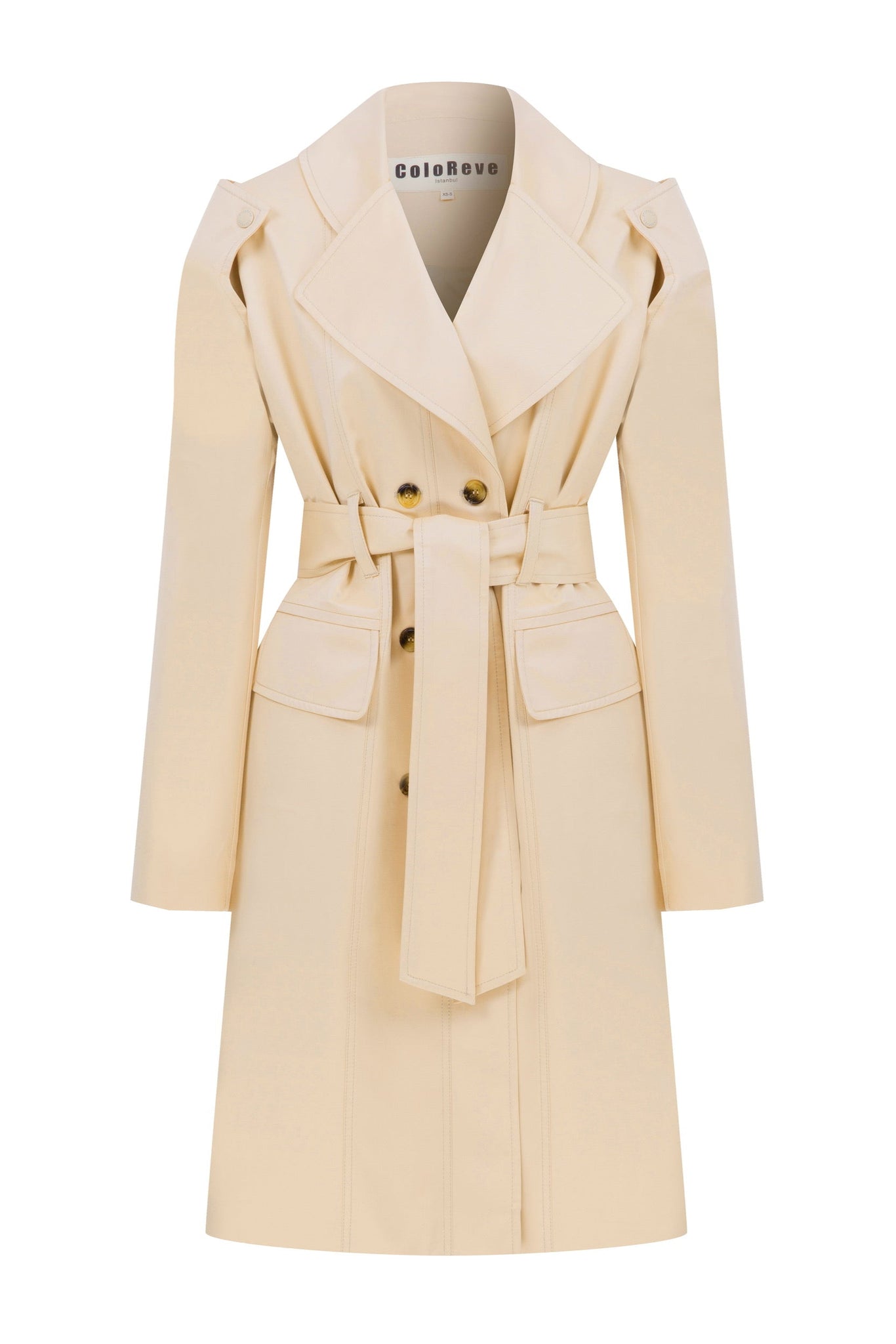 Beige Flat Trench Coat