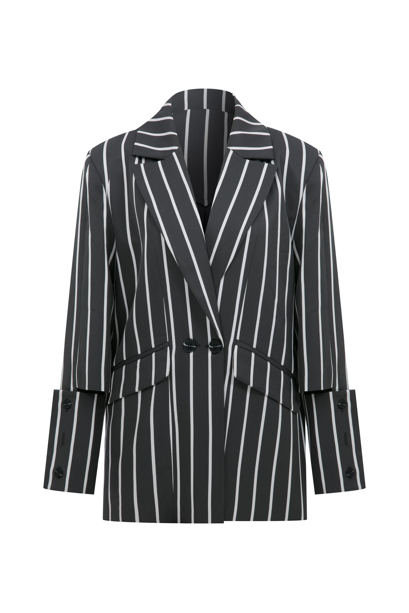 Grey Striped Oversize Blazer