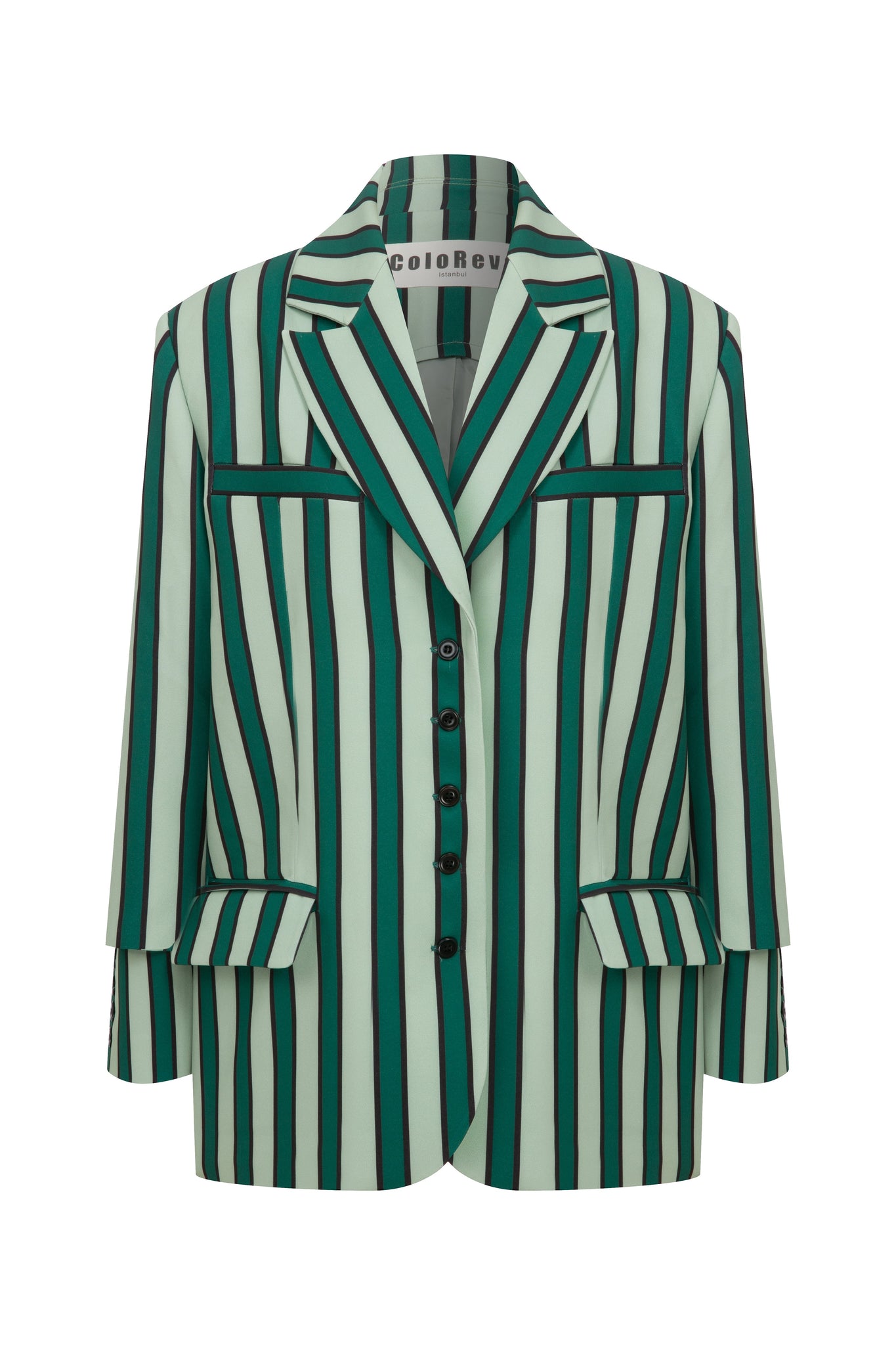 Green Striped It Blazer